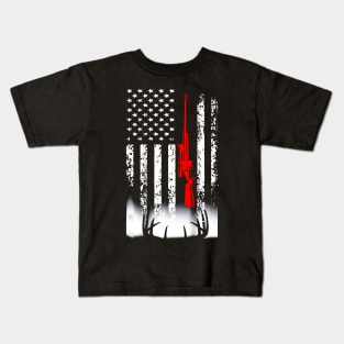 Deer Hunting USA Flag Kids T-Shirt